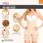Fajas MYD 0066 – Strapless Mid-Thigh Body Shaper | High Compression Shapewear