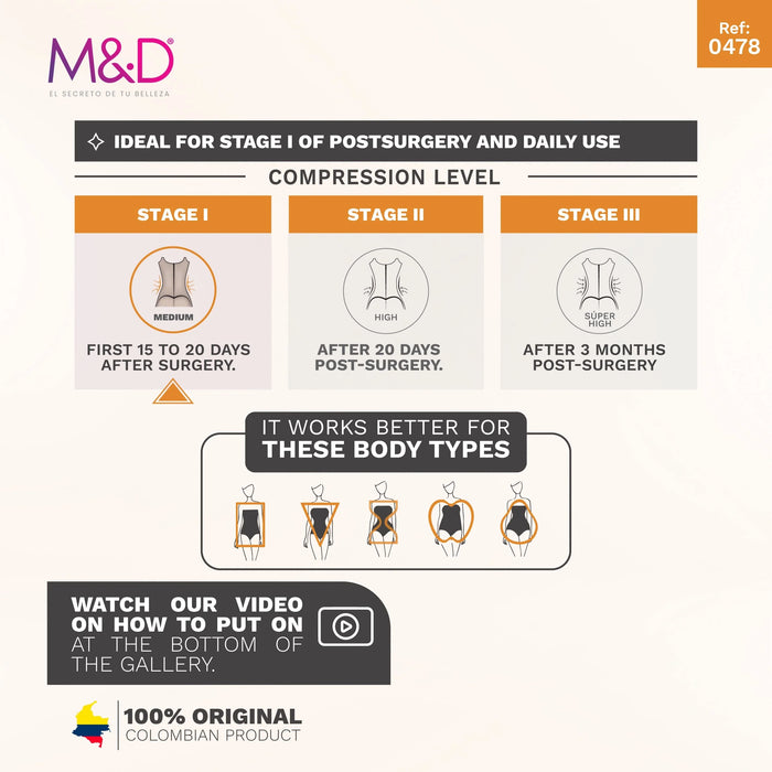 Fajas MYD 0478 – Slimming Full Body Shaper for Women | High Compression Powernet - Colombian Shapewear | Siluets