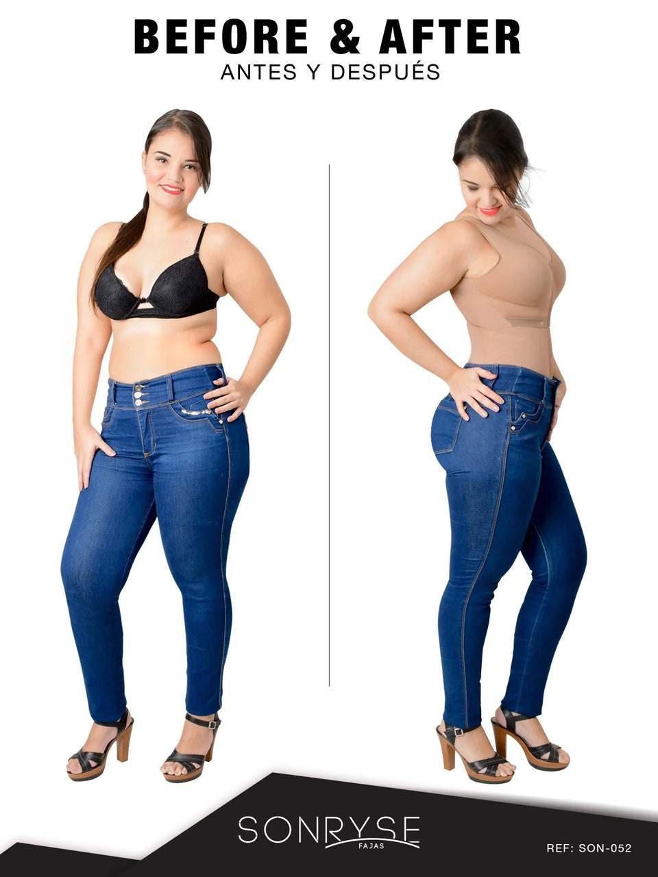SONRYSE 052 | Colombian Full Body Shaper for Post Surgery with Built - in Bra | Butt Lifting Effect and Tummy Control Siluets