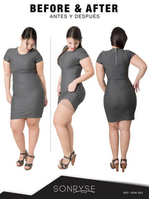 SONRYSE 053 | Colombian Mid - Thigh Post - Op Girdle with Built - in Bra | Postpartum Shapewear | Powernet - Colombian Shapewear | Siluets