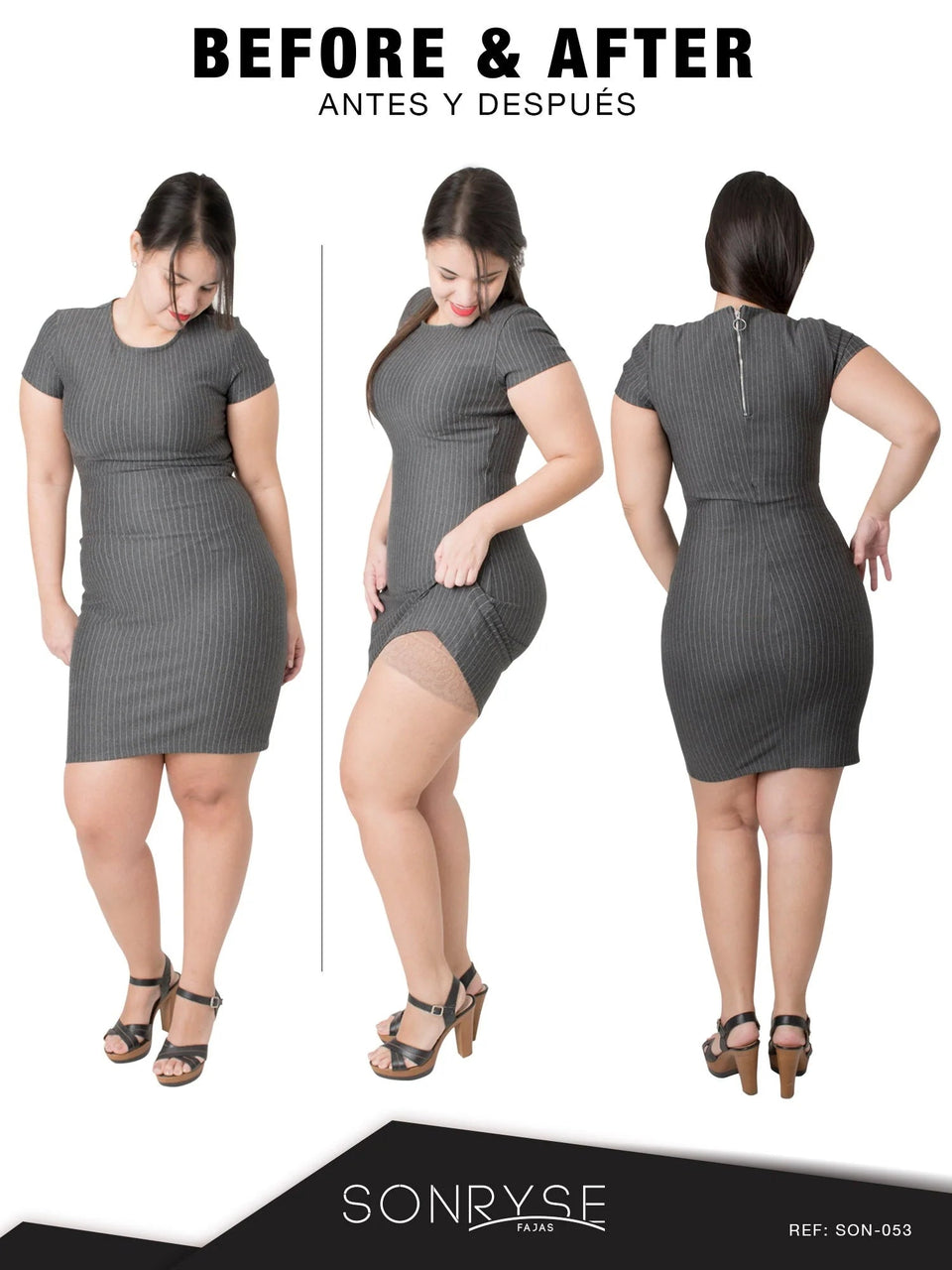 SONRYSE 053 | Colombian Mid - Thigh Post - Op Girdle with Built - in Bra | Postpartum Shapewear | Powernet - Colombian Shapewear | Siluets