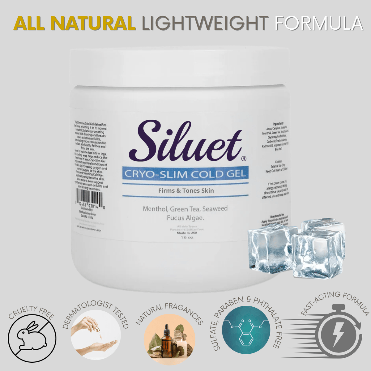 Siluet Thermo - Active Cold Gel – Cooling Anti - Cellulite Massage Gel (16 oz) - Colombian Shapewear | Siluets