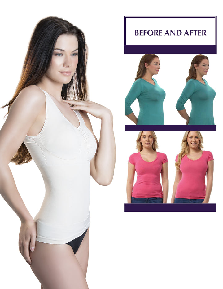 1S8060 Camibra Invisible Seamless Shaper Camisole with Top Bra, Broad Back