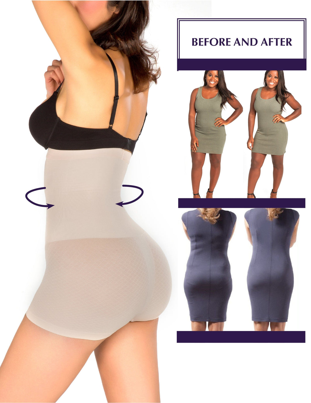 1T2372 Silicone-Lined Undetectable Edge High Waist Shaper Shorts Doriane
