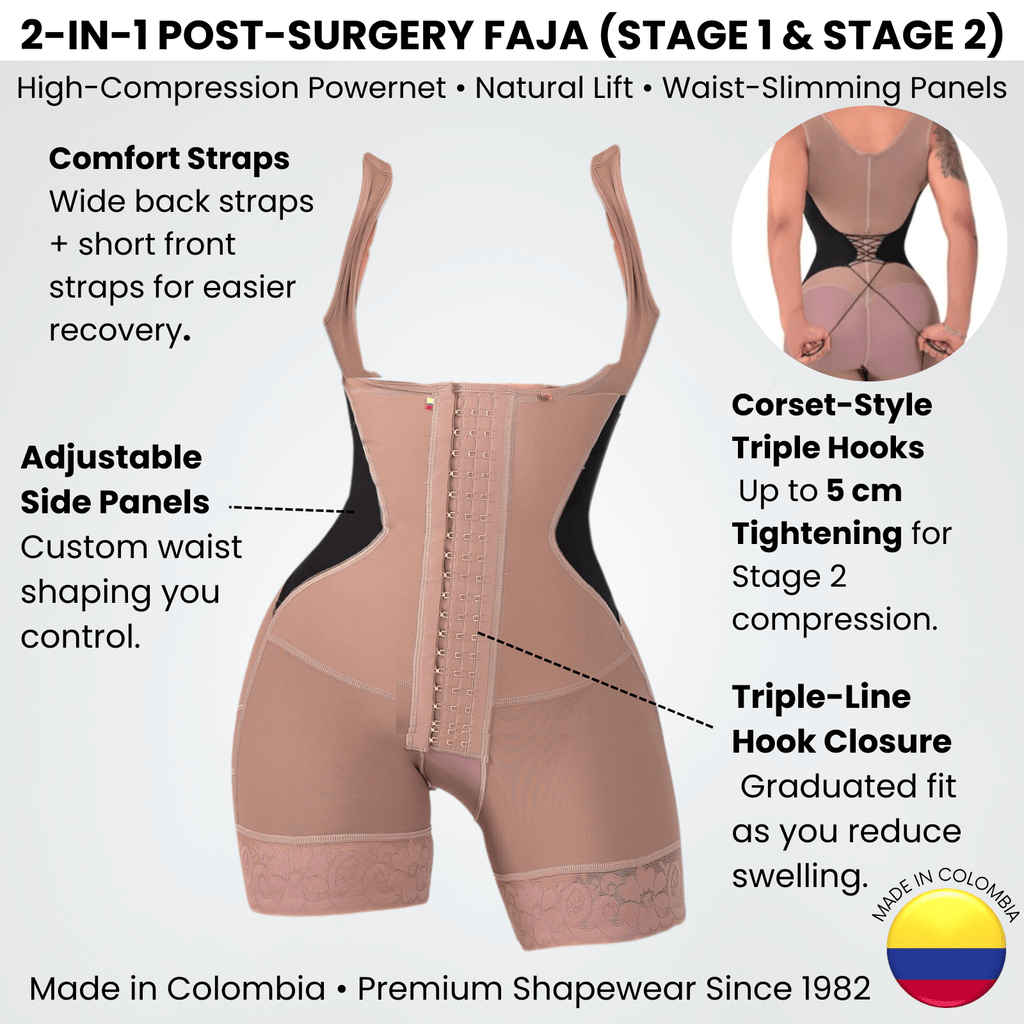 Siluet R5 Full - Body Faja | Adjustable Compression | Stage 1 & 2 Support - Colombian Shapewear | Siluets
