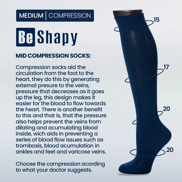 Be Shapy – 2 Pack Men’s Knee - High Compression Socks | Support - Colombian Shapewear | Siluets