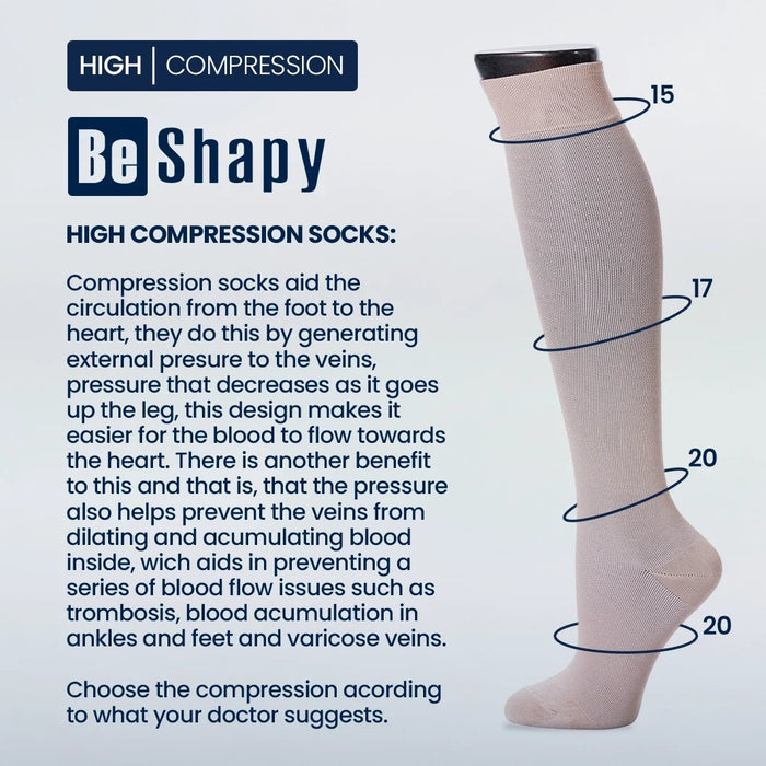 Be Shapy – 2 Pack Men’s Knee - High Compression Socks | Support - Colombian Shapewear | Siluets