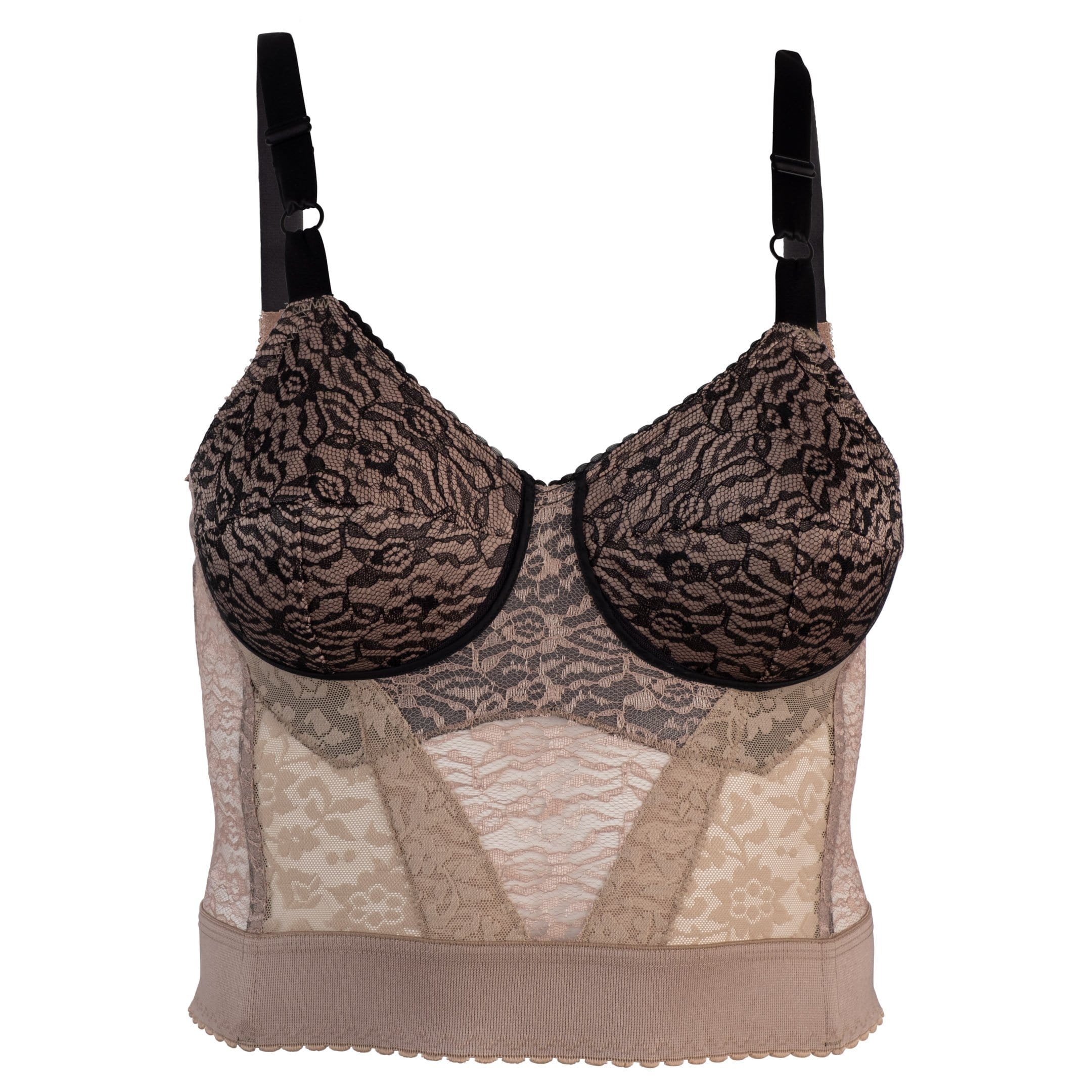 Rago 2202 Mocha Black Longline Wireless Bra – Expandable Cups - Colombian Shapewear | Siluets