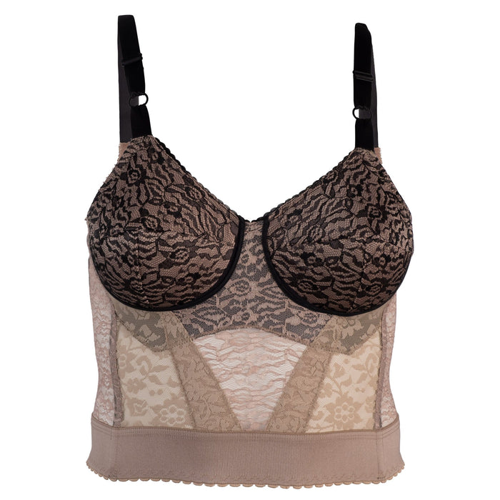 Rago 2202 Mocha Black Longline Wireless Bra – Expandable Cups - Colombian Shapewear | Siluets