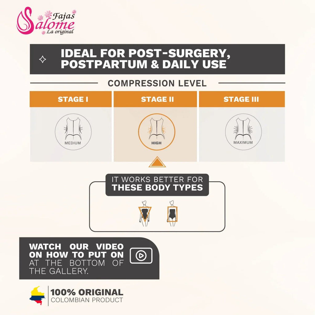 Fajas Salome 233 CCB – Colombian Mid - Thigh Body Shaper | High Compression - Colombian Shapewear | Siluets