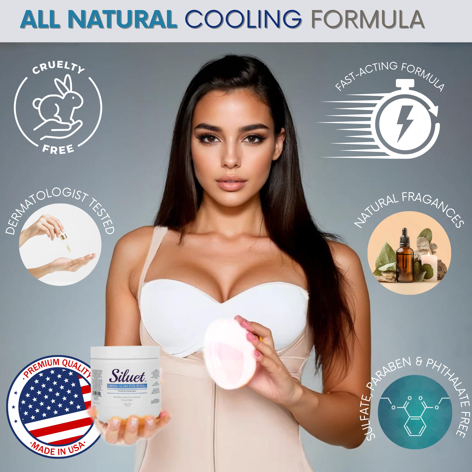 Siluet Thermo-Active Cold Gel – Cooling Anti-Cellulite Massage Gel (16 oz)