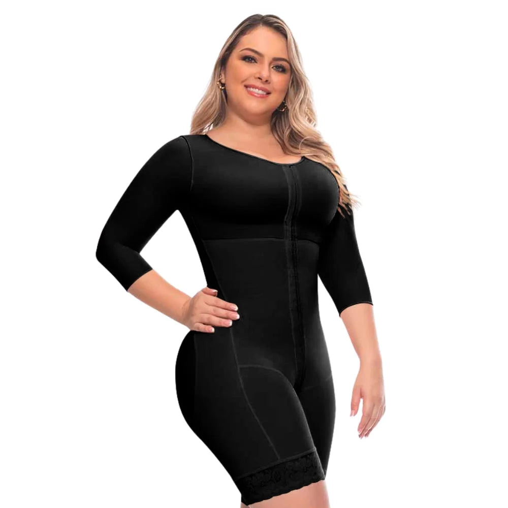 UpLady 6235 Post Surgery Full Body Shaper – Powernet Compression Faja with Built-In Bra, Long Sleeves & Tummy Control