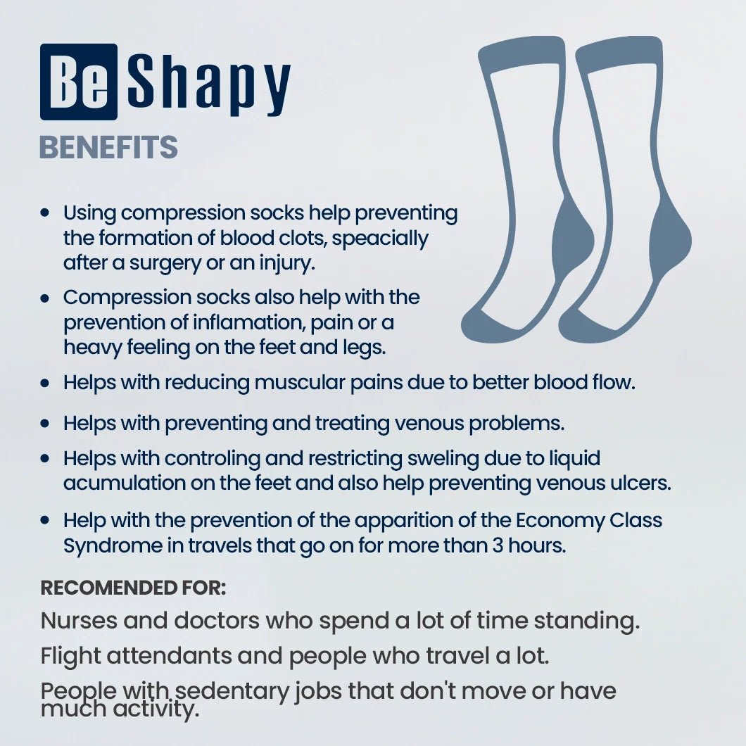 Be Shapy – 2 Pack Men’s Knee - High Compression Socks | Support - Colombian Shapewear | Siluets