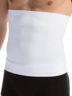 White strapless top worn by a person with black pants.