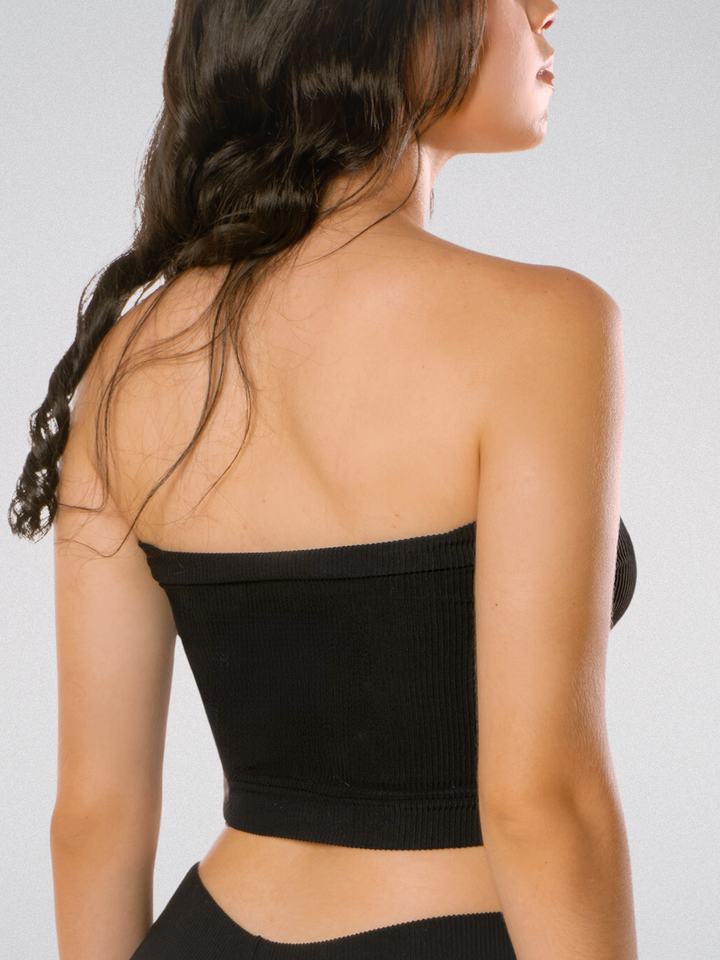 Ribbed Strapless Crop Top - One Size, Y2K-Inspired Summer Essential