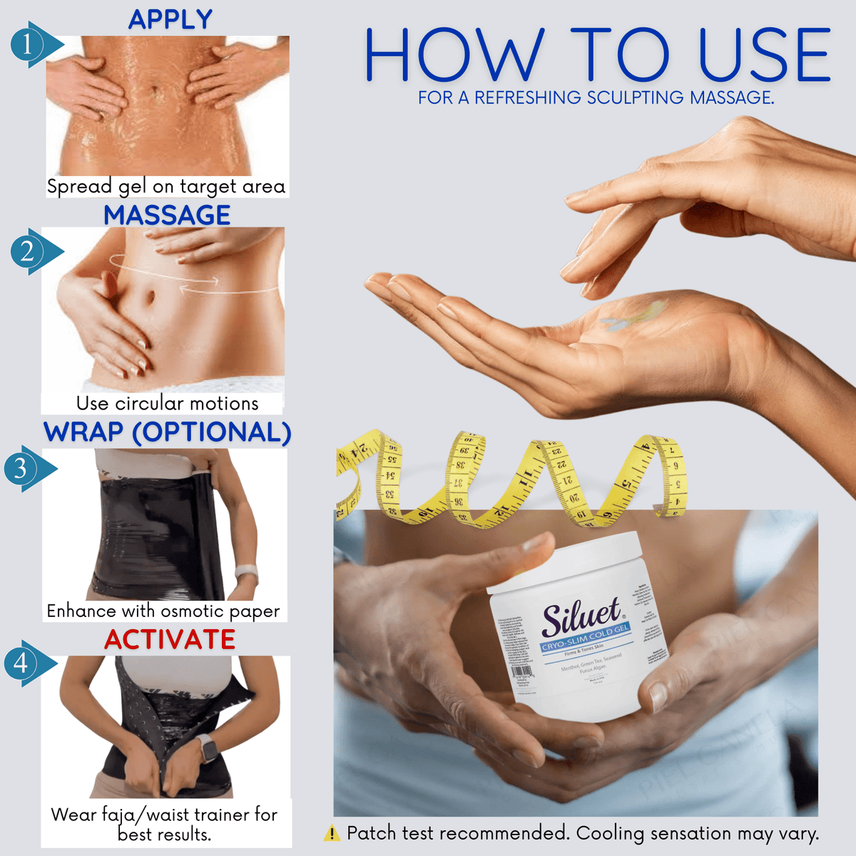 Siluet Thermo - Active Cold Gel – Cooling Anti - Cellulite Massage Gel (16 oz) - Colombian Shapewear | Siluets