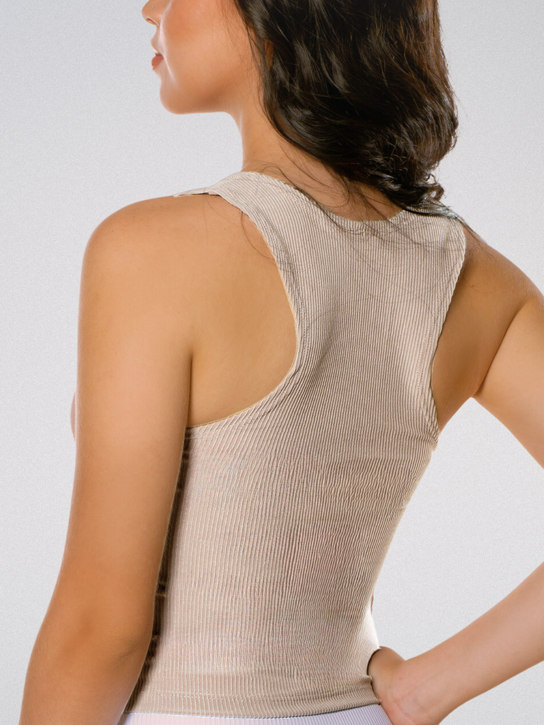 Crop Top - Ribbed, One Size, Sleeveless, High Neck, Racerback