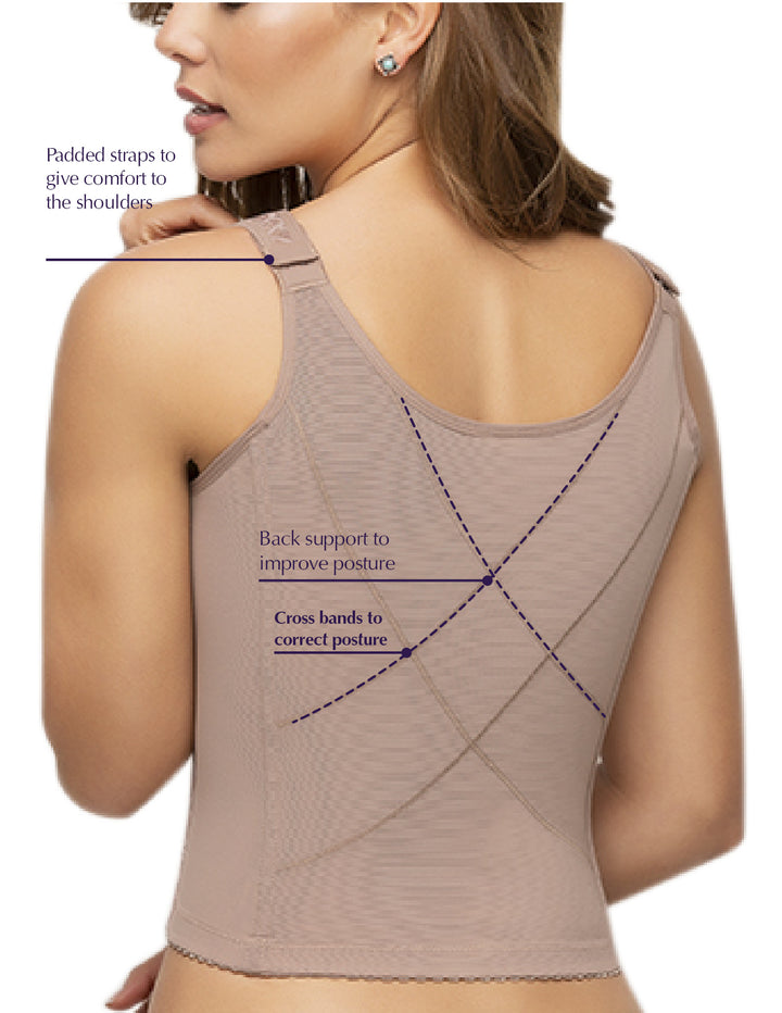 Siluet - 53342133 - Longline posture corrector bra with padded straps.