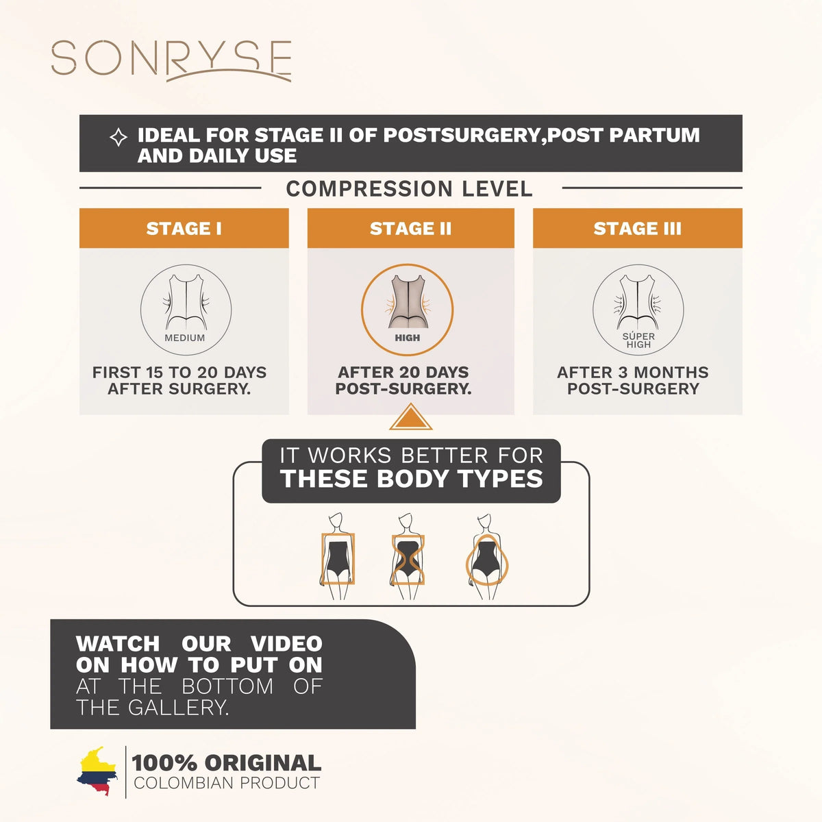 SONRYSE 010 Faja | Built - in Bra, High Back Knee Length Post Surgery Bodysuit - Colombian Shapewear | Siluets