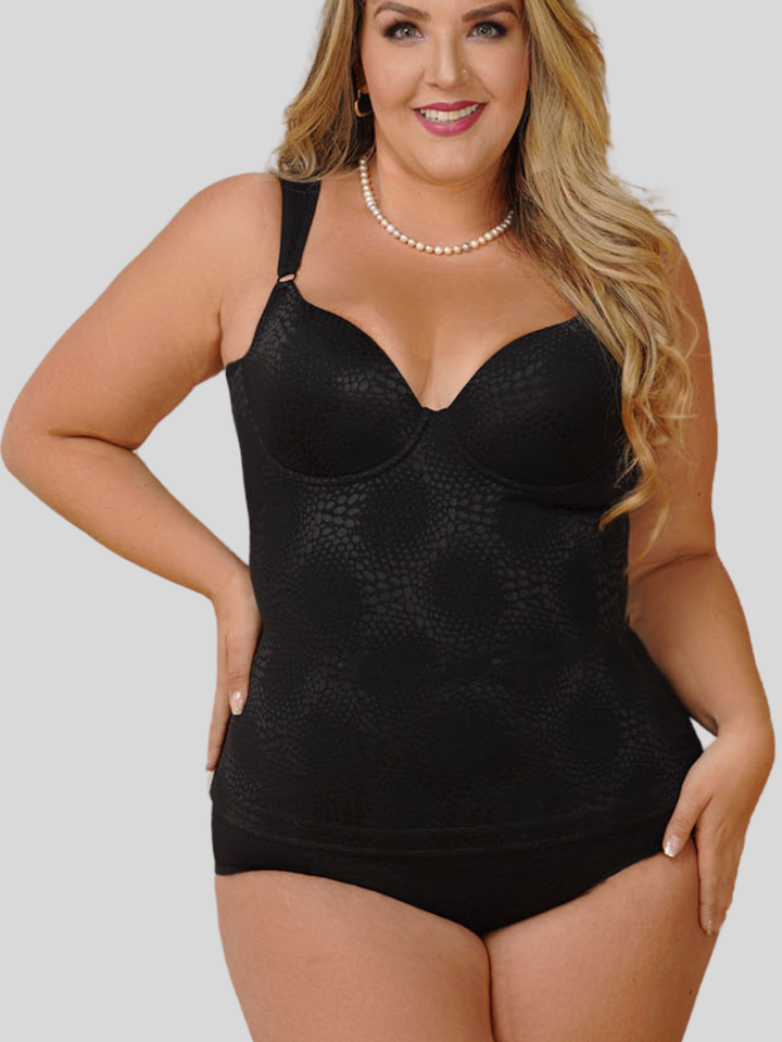 Medium Compression Shapewear Top with Supportive Contouring Bra and Anti-Slip Silicone Band | Wide Padded Straps for Comfort | Made in Colombia