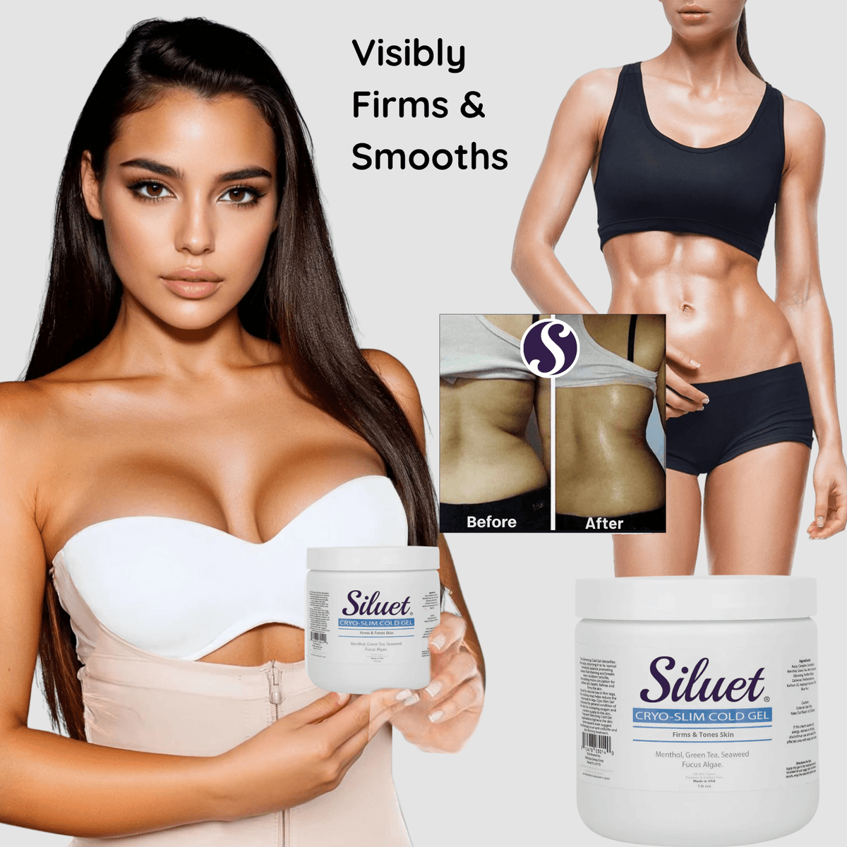 Siluet Thermo - Active Cold Gel – Cooling Anti - Cellulite Massage Gel (16 oz) - Colombian Shapewear | Siluets