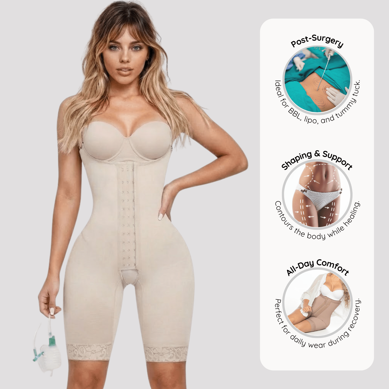 Stage 1 Post - Surgery Faja | BBL, Lipo & Tummy Tuck Compression Garment for Hourglass Recovery - Colombian Shapewear | Siluets