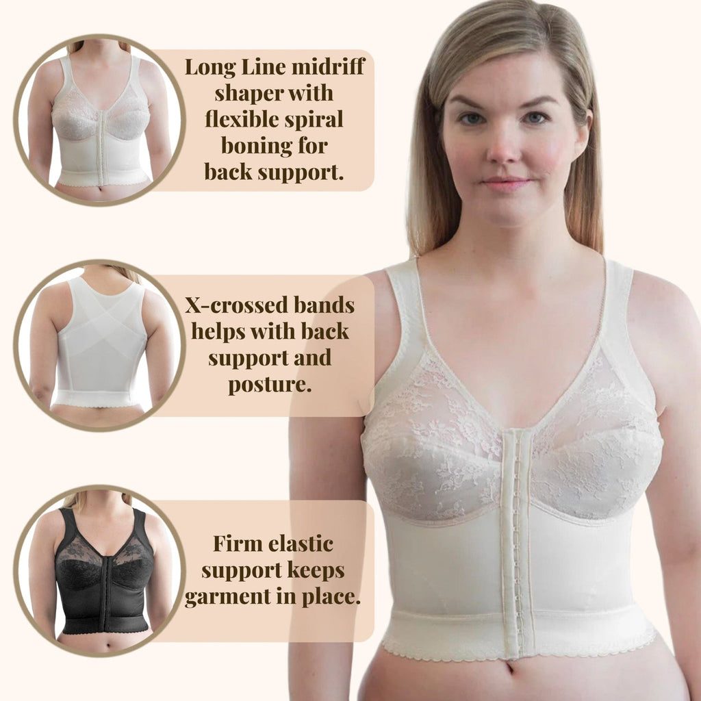 Rago 9603 Front Closure Longline Bra with Back Support - Colombian Shapewear | Siluets