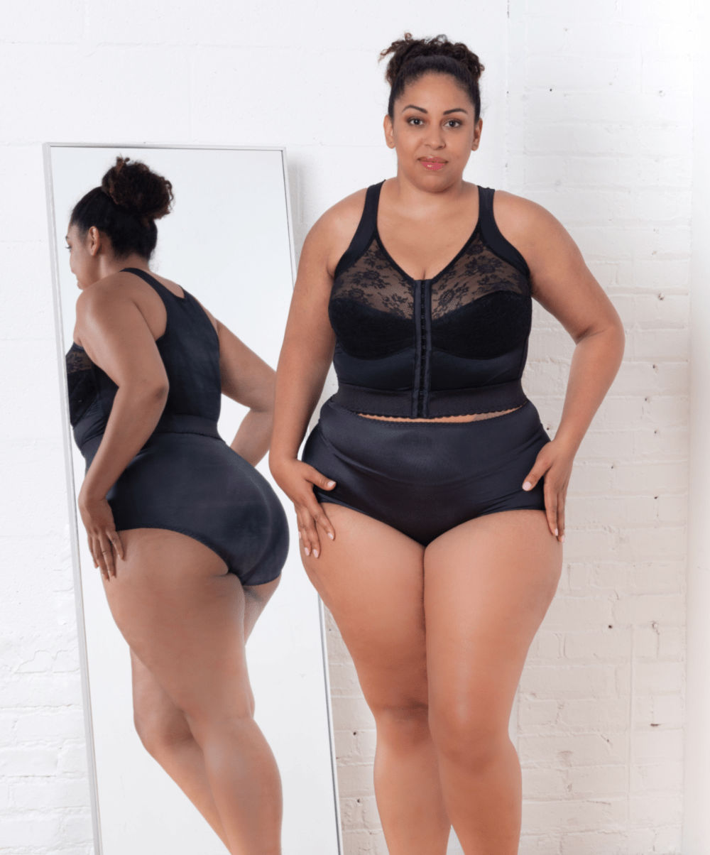 Front Closure Back Support Long Line Bra - Black | Rago Style 9603 - Colombian Shapewear | Siluets