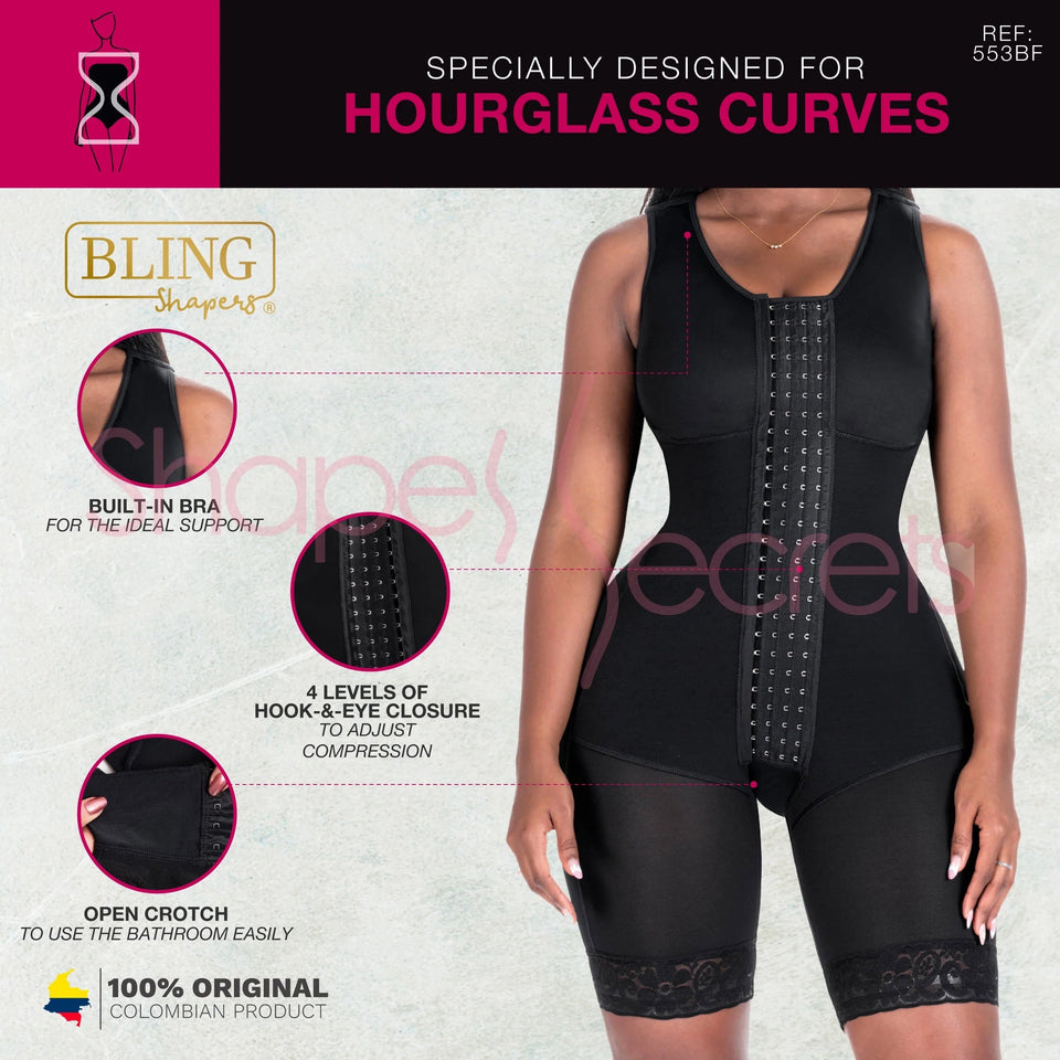 Bling Shapers BLI - 553BF – Colombian Bodysuit | Built - In Bra Faja - Colombian Shapewear | Siluets
