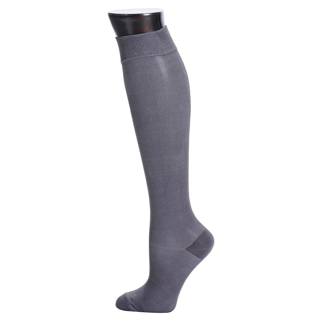 Gray knee-high sock on a white background