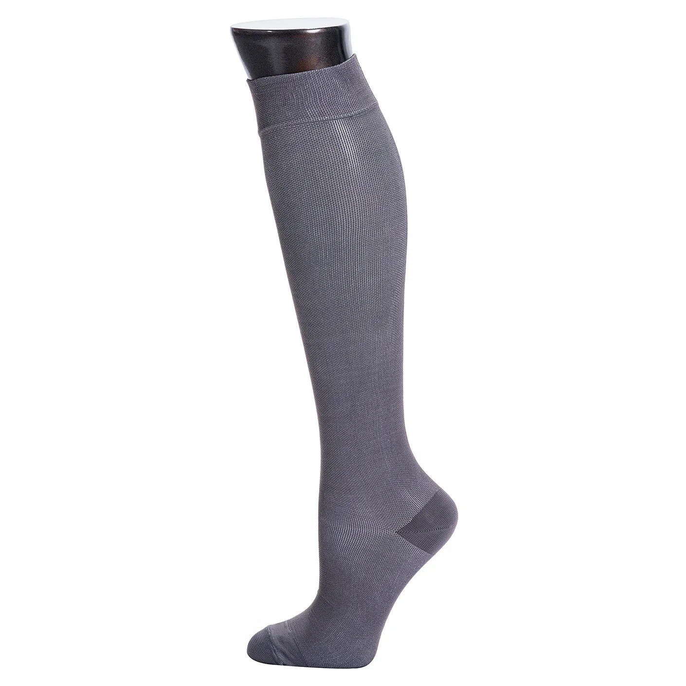 Gray knee-high sock on a white background
