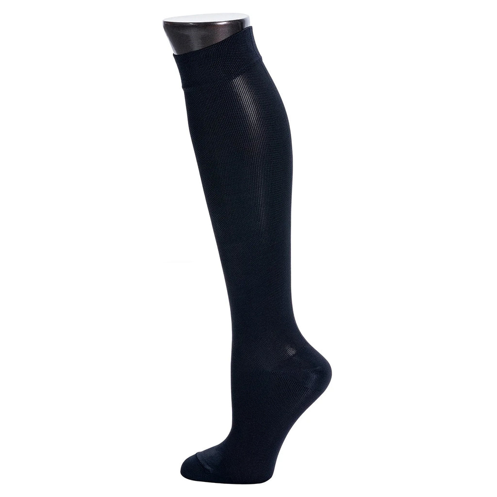 Black knee-high sock on a white background