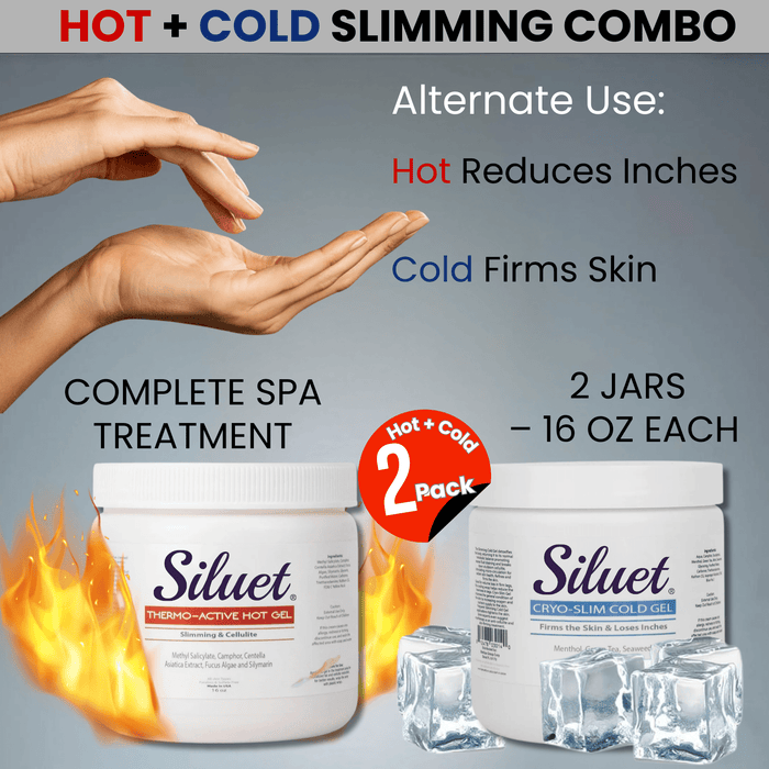 Siluet Hot + Cold Gel Bundle – Firming & Cooling Anti - Cellulite Spa Set (2 x 16 oz) - Colombian Shapewear | Siluets