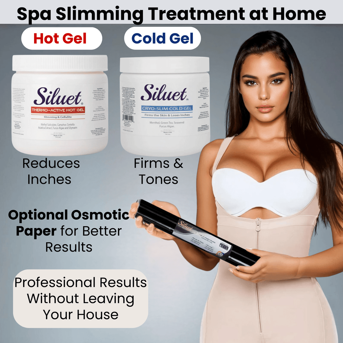 Siluet Hot + Cold Gel Bundle – Firming & Cooling Anti - Cellulite Spa Set (2 x 16 oz) - Colombian Shapewear | Siluets