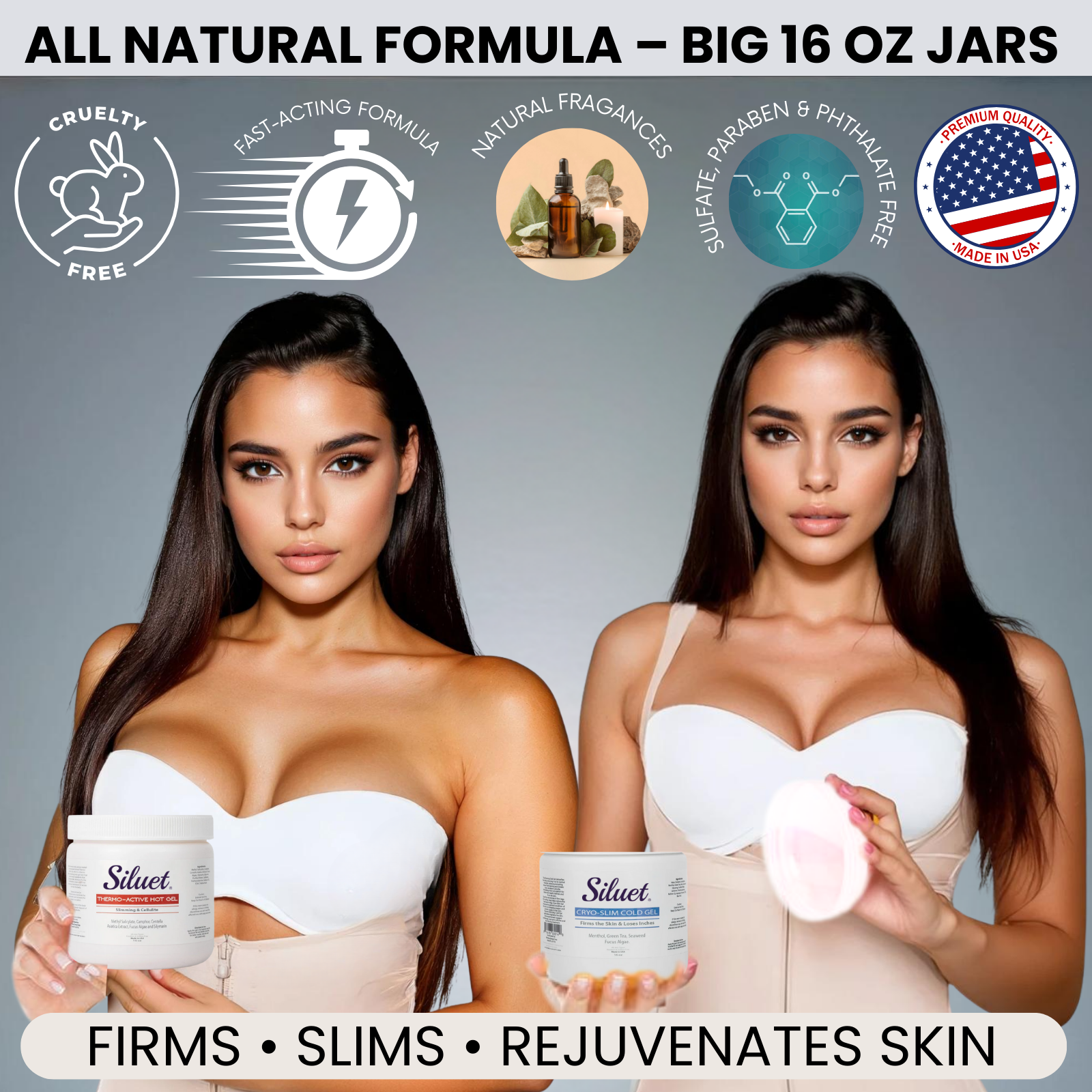 Siluet Hot + Cold Gel Bundle – Firming & Cooling Anti-Cellulite Spa Set (2 x 16 oz)