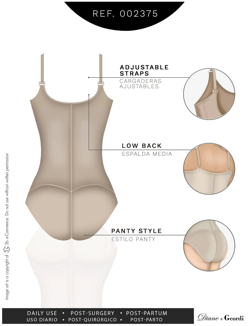 Diane & Geordi 002375 | Slimming Bodysuit Colombian Faja | Open Bust Tummy Control body Shaper for Daily Use | Latex - Colombian Shapewear | Siluets