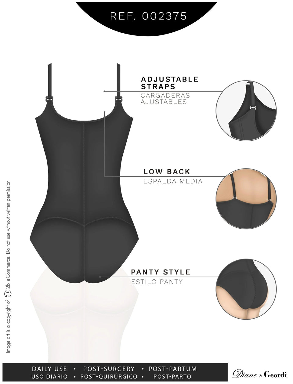 Diane & Geordi 002375 | Slimming Bodysuit Colombian Faja | Open Bust Tummy Control body Shaper for Daily Use | Latex - Colombian Shapewear | Siluets