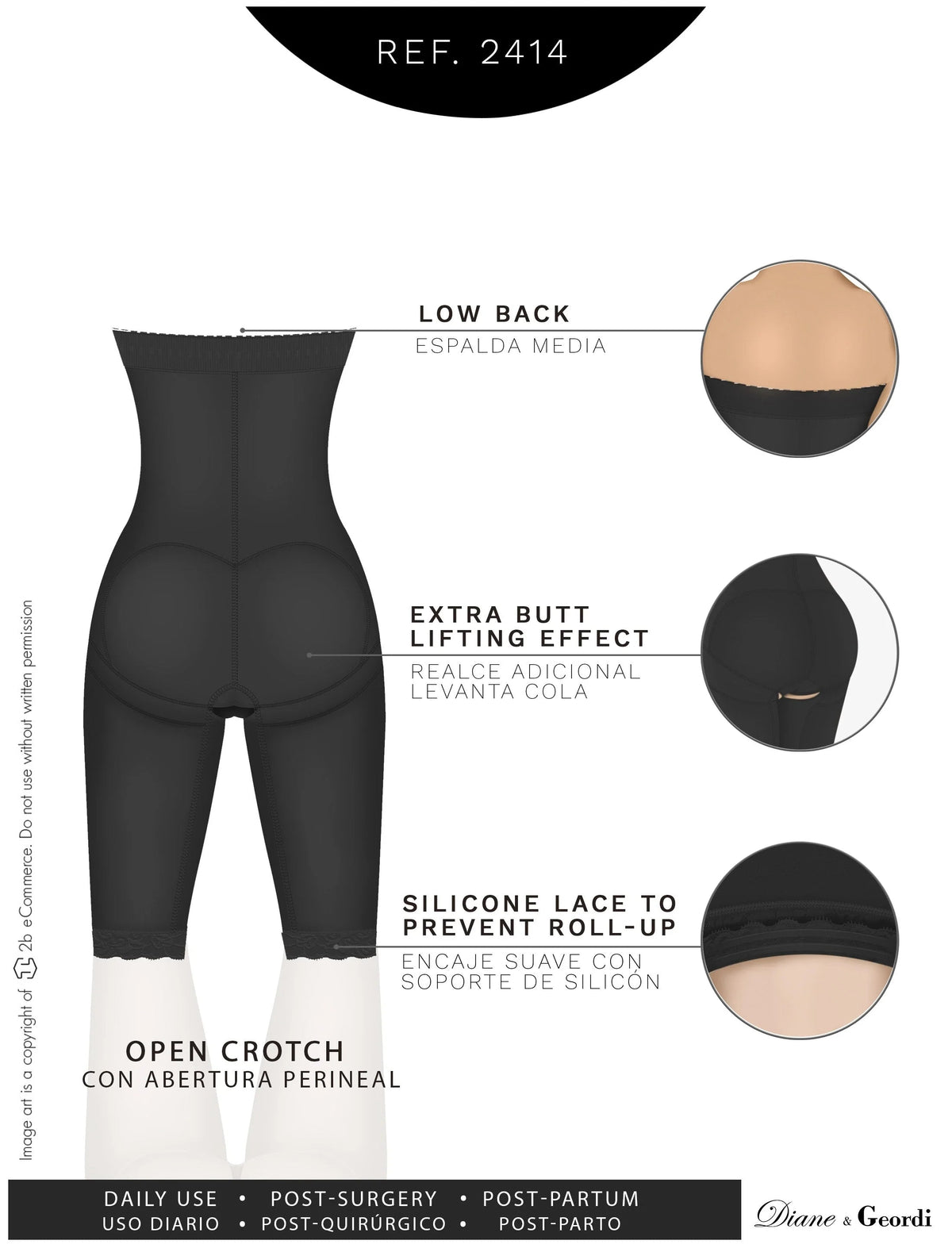 Diane & Geordi 2414 Postpartum Shaper | Butt - Lifting Tummy Control Capri Faja - Colombian Shapewear | Siluets