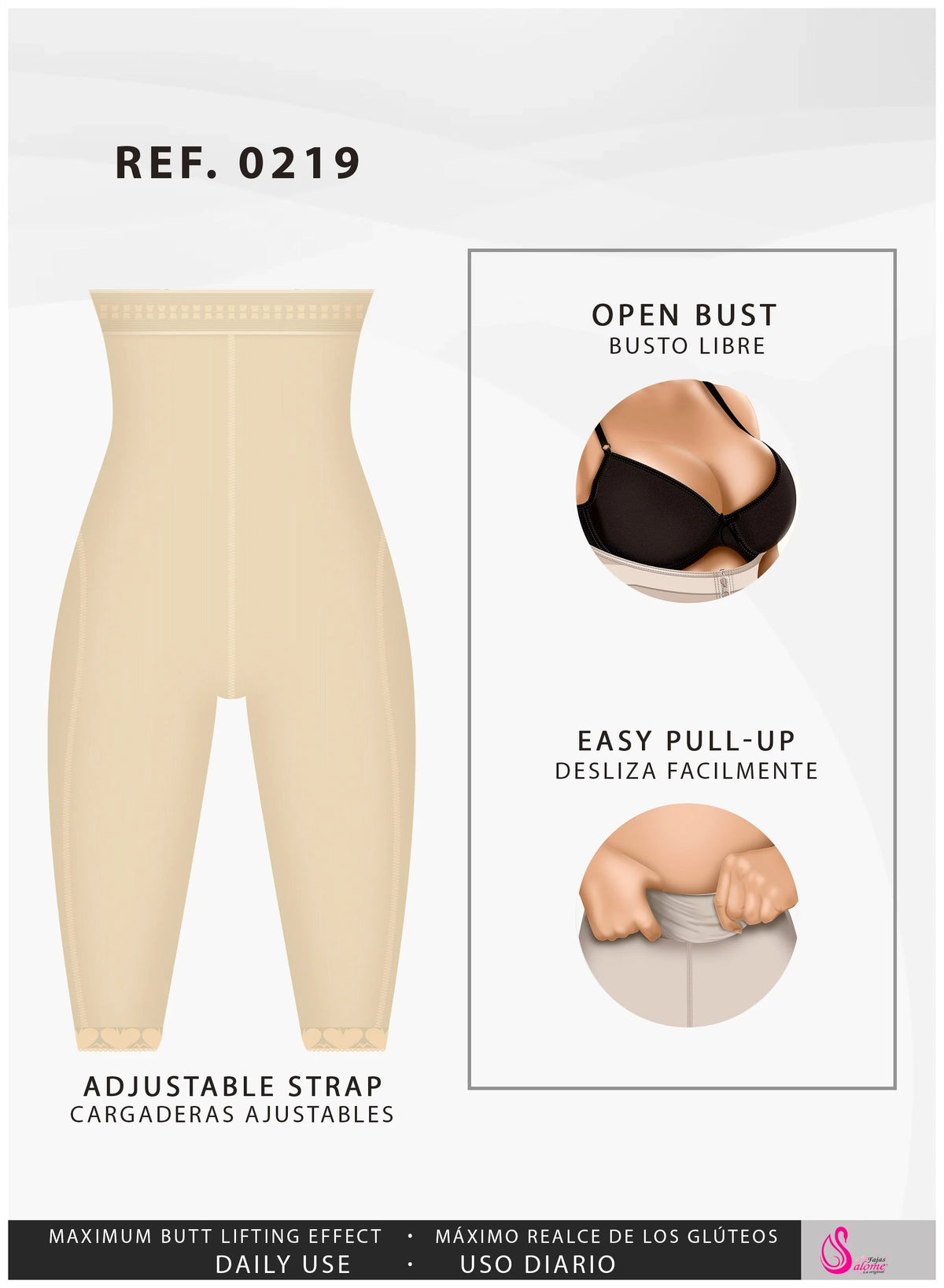 Fajas Salome 0219 – Colombian High - Waist Compression Shorts | Tummy Control - Colombian Shapewear | Siluets