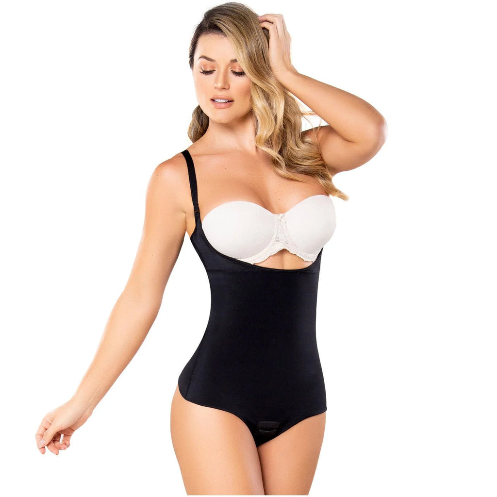 Diane & Geordi 002374 | Seamless Thong Bodysuit Slimming Faja | Latex Tummy Control Shapewear - Colombian Shapewear | Siluets
