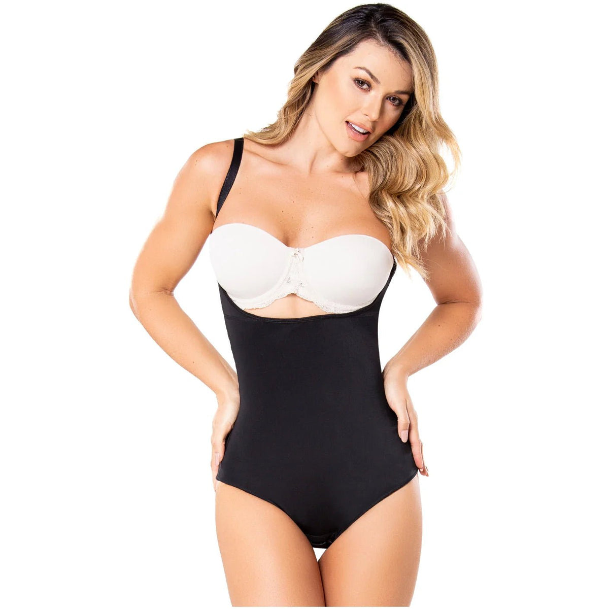 Diane & Geordi 002375 | Slimming Bodysuit Colombian Faja | Open Bust Tummy Control body Shaper for Daily Use | Latex - Colombian Shapewear | Siluets