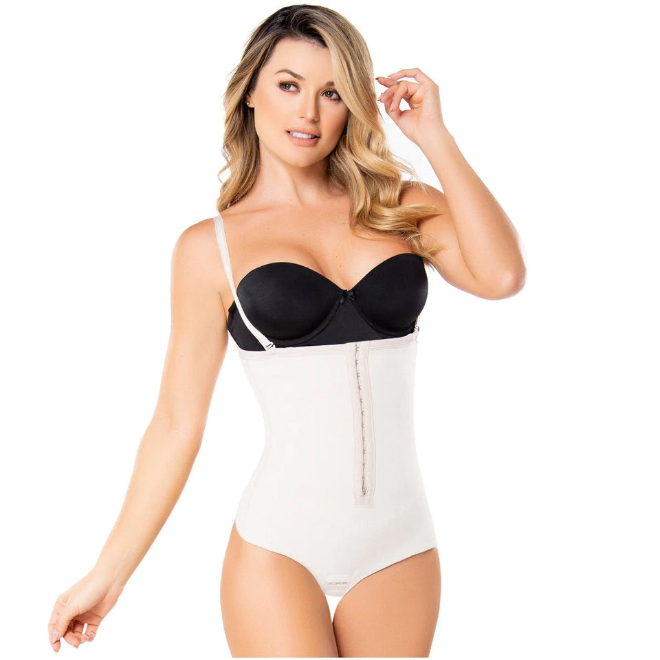 Diane & Geordi 002376 | Strapless Thong Body Shaper with Latex Tummy Control | High Compression Faja - Colombian Shapewear