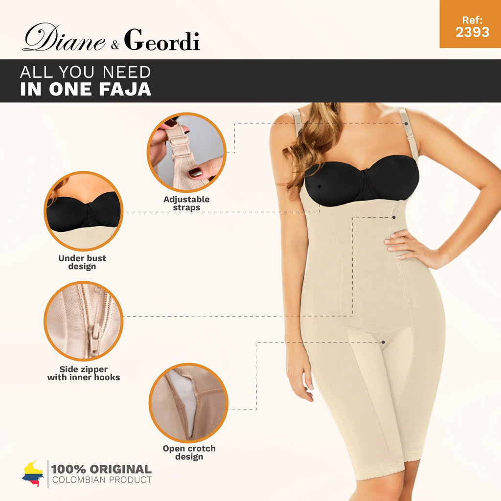 Diane & Geordi 2393 | Firm Tummy Control Full Body Shaper | Post Surgery BBL Postpartum Faja - Colombian Shapewear | Siluets