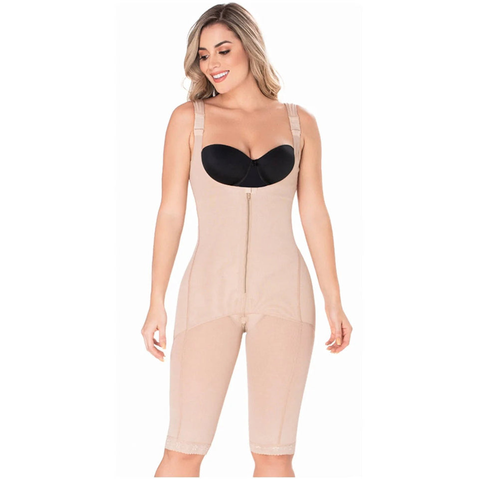 Diane & Geordi 2397 | Women's Butt Lifter Tummy Control Full Body Shaper | Knee Length Powernet - Colombian Shapewear