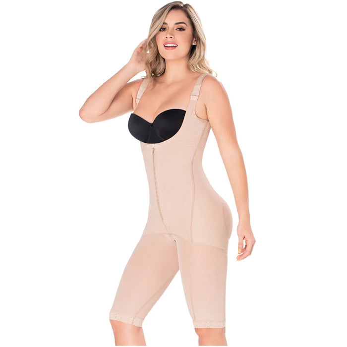 Diane & Geordi 2397 | Women's Butt Lifter Tummy Control Full Body Shaper | Knee Length Powernet - Colombian Shapewear | Siluets