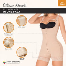 Diane & Geordi 002406 | Postpartum Tummy Control Mid - Thigh Body Shaper | Powernet High Compression - Colombian Shapewear | Siluets