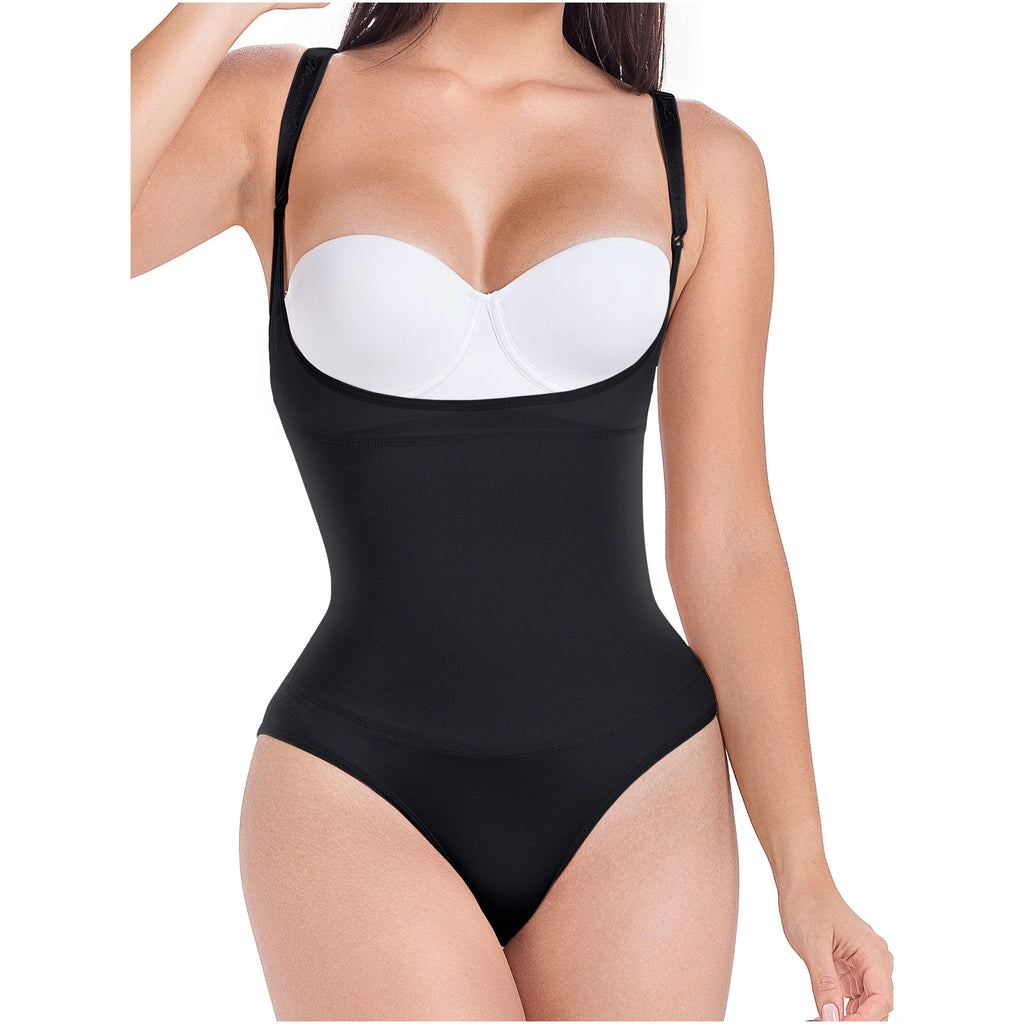 DEZY 018 Colombian Thong Body Shaper – Open Bust, Removable Straps, Tummy Control Faja for Daily & Postpartum Use - Colombian Shapewear | Siluets