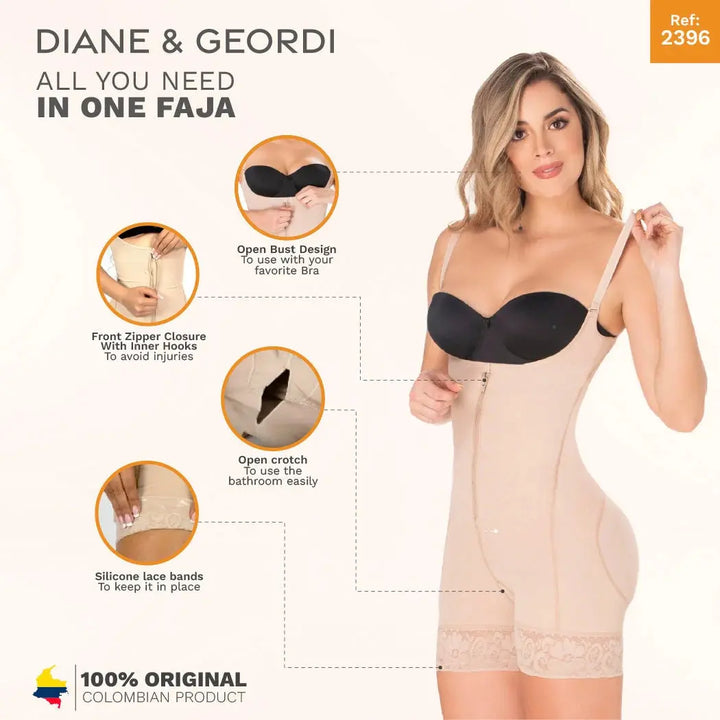 Diane & Geordi 2396 | Open Bust Mid Thigh Postpartum Compression Shapewear | Girdle after Pregnancy & Butt Lifting Body Shaper for Daily Use | Powernet Siluets