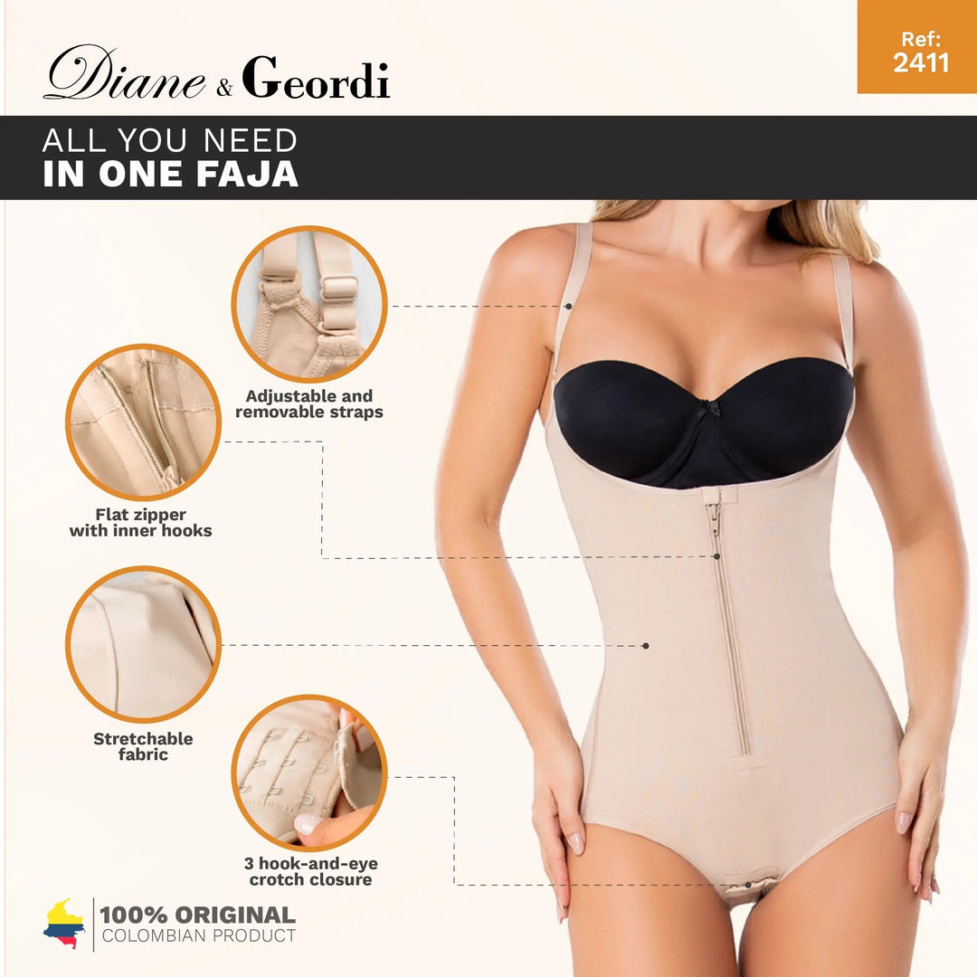 Diane & Geordi 2411 | Women's Tummy Control Butt Lifting Bodysuit | Postpartum Colombian Girdle | Fajas Colombianas | Powernet Siluets