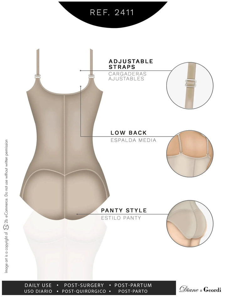 Diane & Geordi 2411 | Women's Tummy Control Butt Lifting Bodysuit | Postpartum Colombian Girdle | Fajas Colombianas | Powernet Siluets